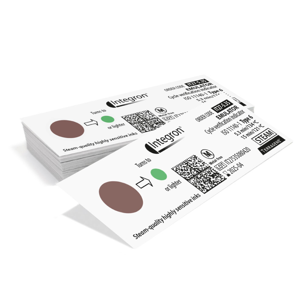 Indicador de emulador para vapor (5.3 min / 134 ° C – 15 min / 121 ° C. Tinta morada)